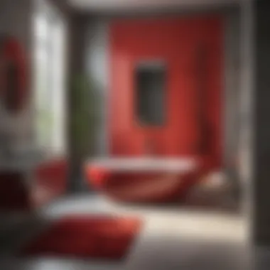 Stylish Bathroom with Red Rug and Color Coordination Stylish bathroom showcasing red rug and color coordination