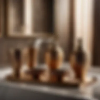 Opulent Bronze Bath Accessories Set Luxurious bronze bath accessories set enhancing bathroom ambiance