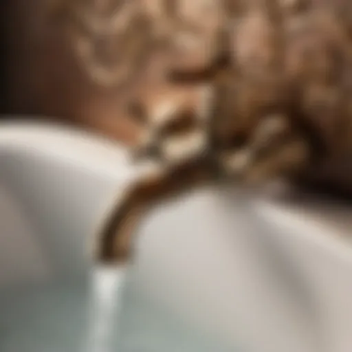 Intricate Detailing of Bronze Wall Mount Faucet Elegant bronze wall mount faucet with intricate detailing