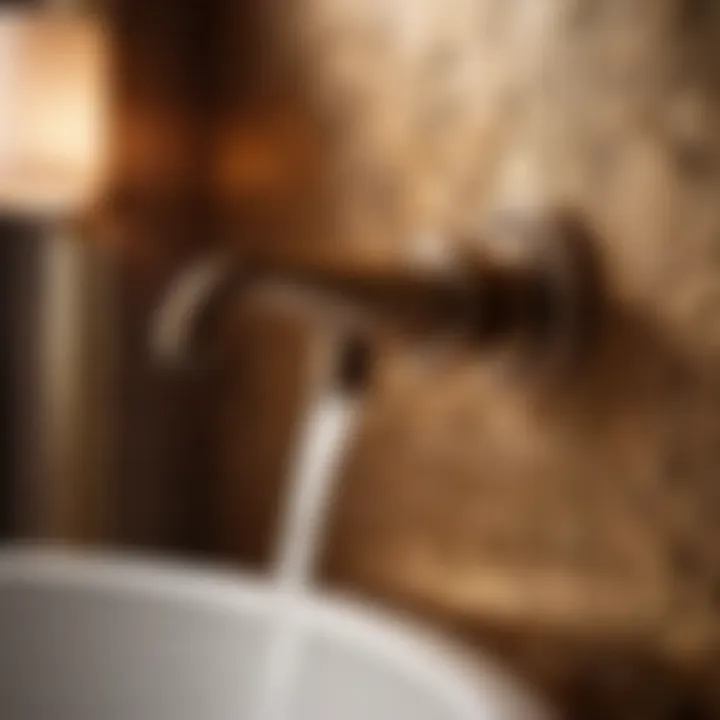 Luxurious Bronze Wall Mount Faucet in Opulent Setting Luxurious bronze wall mount faucet against a backdrop of opulent bathroom decor