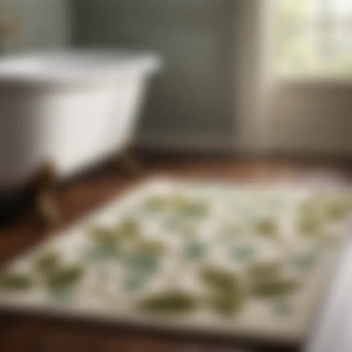 Modern Broyhill Bathroom Rug with Botanical Inspired Design