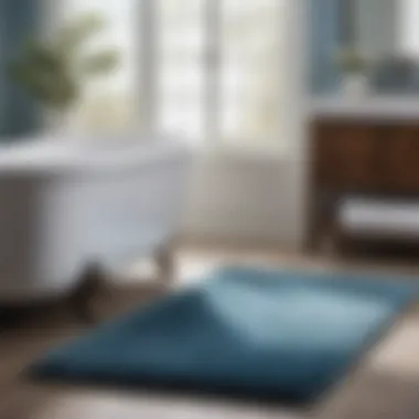 Tranquil Serenity Plush Broyhill Bathroom Rug in Soft Coastal Blue Shade