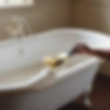 Brush Applying Primer on Cast Iron Bathtub