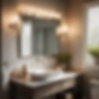Ambient Lighting for Relaxing Atmosphere Brushed Nickel Vanity Light Fixture in Spa-Inspired Bathroom