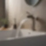 Sleek Design of Brushed Nickel Waterfall Faucet Elegant brushed nickel waterfall faucet in a modern bathroom setting