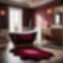 Burgundy Bath Rug Set in Luxurious Setting