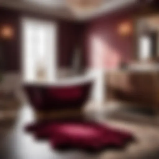 Burgundy Bath Rug Set in Luxurious Setting