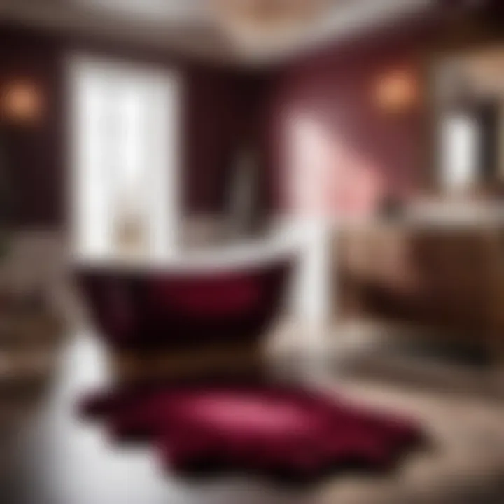 Burgundy Bath Rug Set in Luxurious Setting