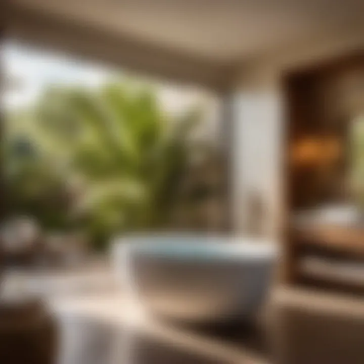 Cabana Bathroom Spa Retreat with Freestanding Tub