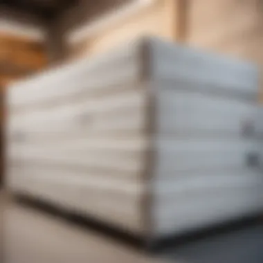 Close-up of a mattress standing vertically in a storage unit