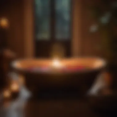 Relaxing ambiance with a ceramic foot bath by candlelight