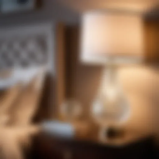 Elegant Crystal Lamp on Bedside Table