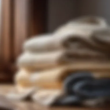 Cashmere sweater laid flat to dry on a towel