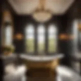 Opulent Cast Iron Soaker Bathtub in Luxurious Bathroom Setting Elegant cast iron soaker bathtub in luxurious bathroom setting