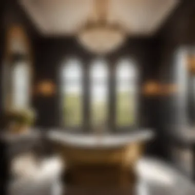 Opulent Cast Iron Soaker Bathtub in Luxurious Bathroom Setting Elegant cast iron soaker bathtub in luxurious bathroom setting