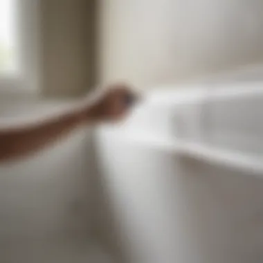 Efficient Application of Caulk Strip Illustration of caulk strip application on bathtub walls