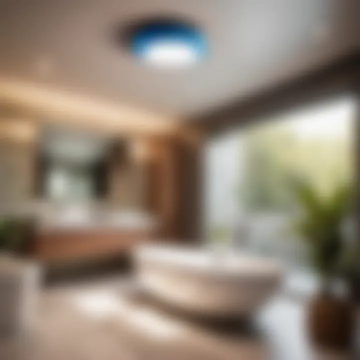 Sleek Integration of Bluetooth Speaker in Modern Bathroom Modern Bathroom with Ceiling Exhaust Fan and Bluetooth Speaker