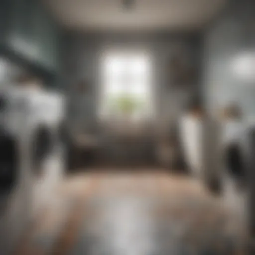 Elegant ceramic tile patterns in a modern laundry room