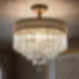 Illuminated bathroom with crystal chandelier