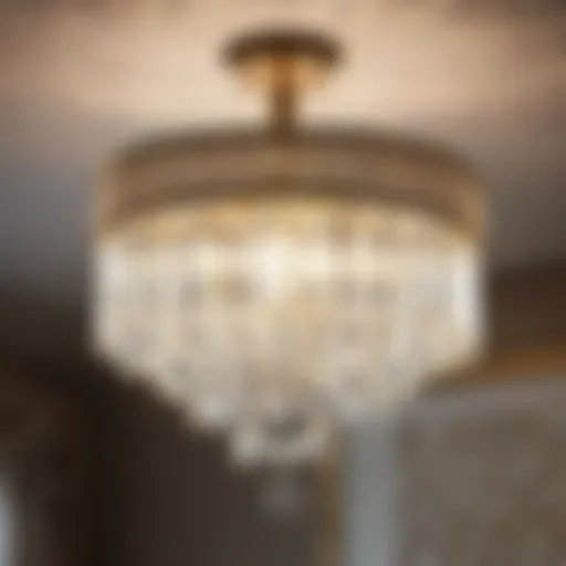 Illuminated bathroom with crystal chandelier