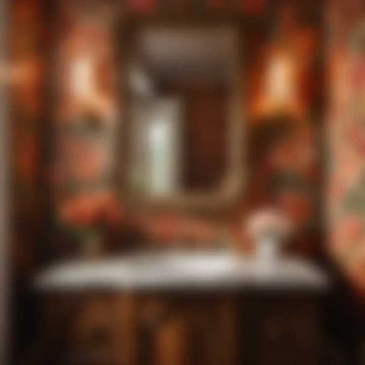 Floral Elegance: Charming Wallpaper in Cozy Bathroom Charming floral wallpaper in cozy bathroom