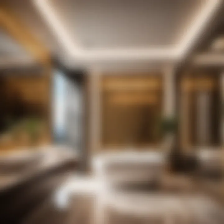 Add a Touch of Glamour with High-Gloss Finish Chic Bathroom featuring High-Gloss Ceiling