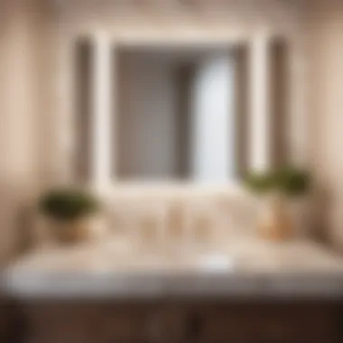 Luxurious Marble Countertop Vanity Chic beige and white bathroom vanity with marble countertops