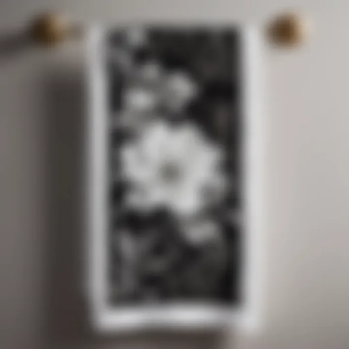 Chic Black and White Floral Hand Towel