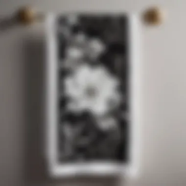 Floral Fusion in Monochromatic Design Chic Black and White Floral Hand Towel