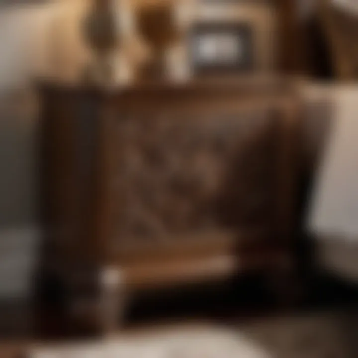 Chic Eastern King Nightstand with Intricate Carvings