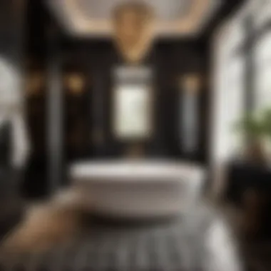 Sleek black and white geometric patterned tiles