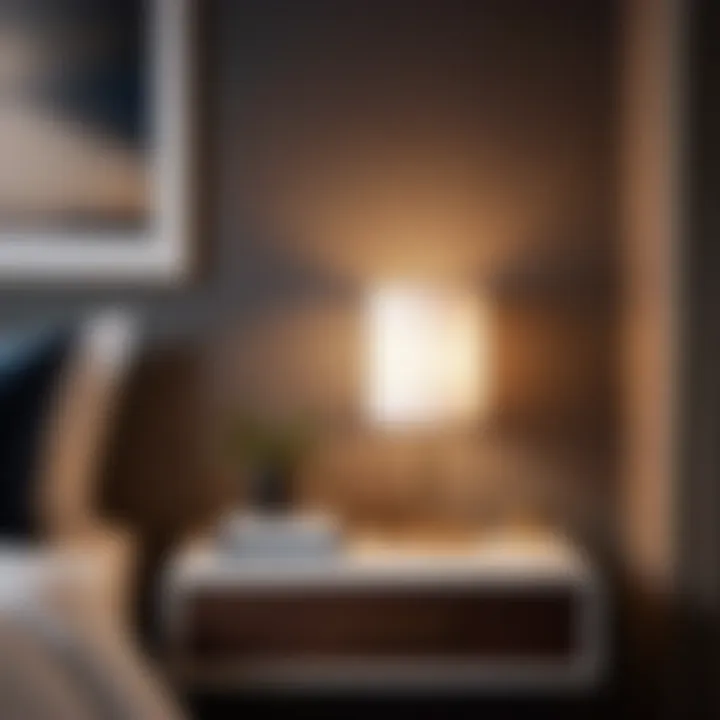 Sleek Nightstand with Contemporary Lighting Chic Nightstand with Minimalist Lamp