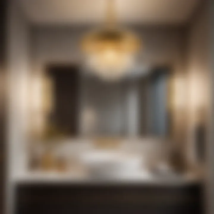 Chic gold brass pendant light adding a touch of luxury to a bathroom