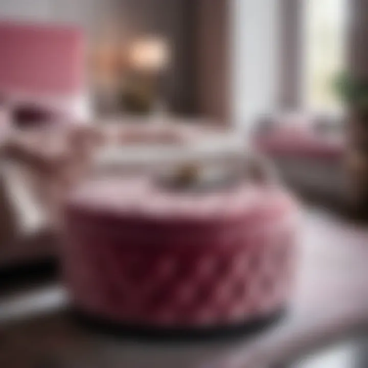 Chic Pink Velvet Ottoman