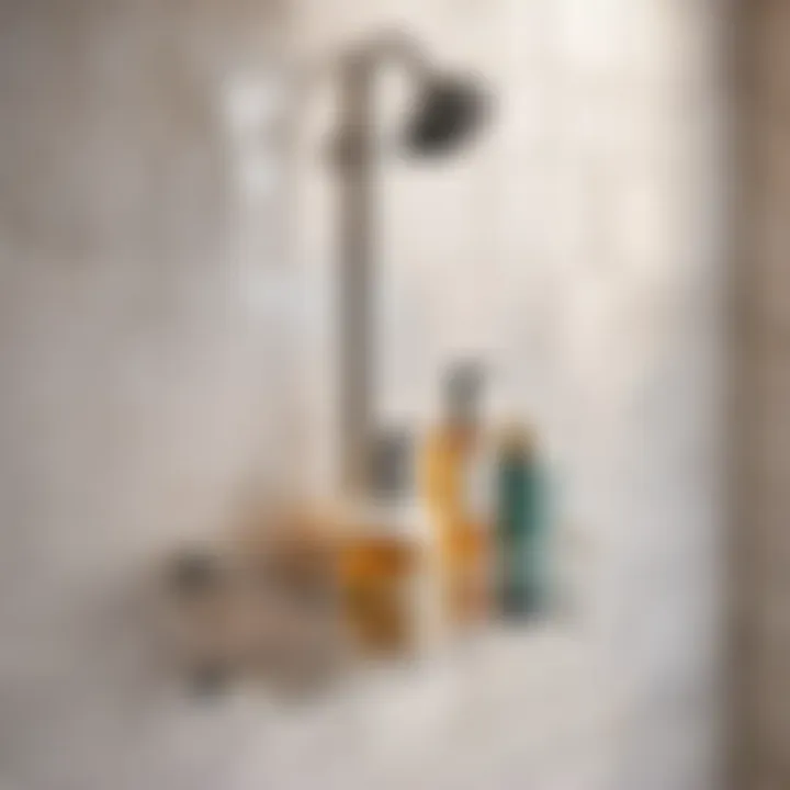 Chic and functional shower caddy in a stylish bathroom