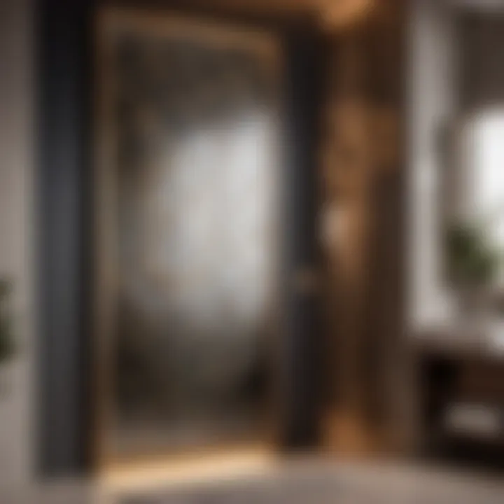 Contemporary Geometry Vanity Door Chic vanity door featuring geometric patterns in neutral tones