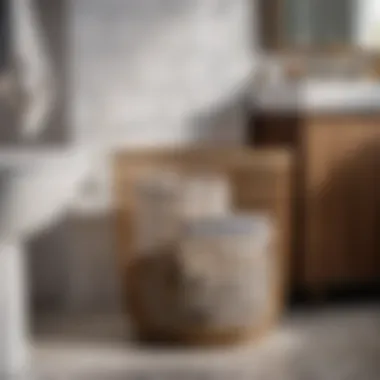 Sleek round laundry basket in stylish bathroom setting