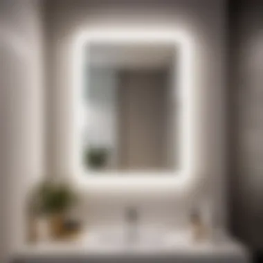 Chic white frame mirror creating an illusion of spaciousness in a small bathroom