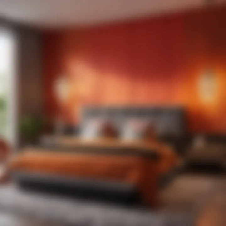 Modern Bedroom with Vibrant Accent Wall Modern Bedroom with Vibrant Accent Wall