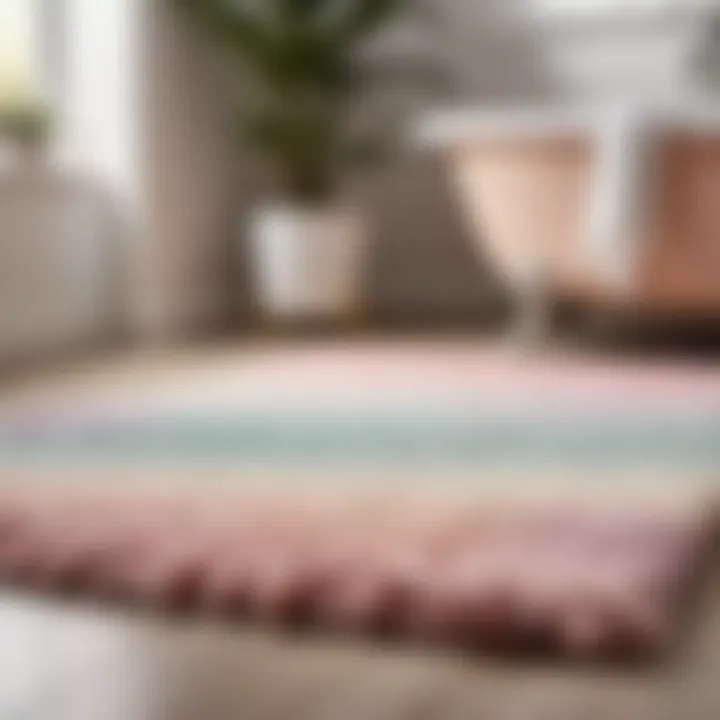 Plush and cozy bathroom rug in soft pastel shades