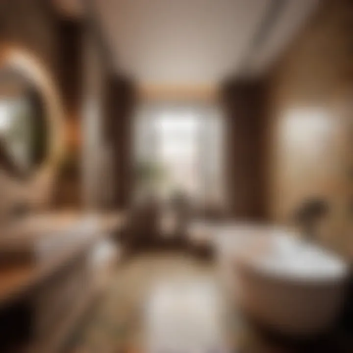Modern Small Bathroom with Mosaic Tile Flooring Modern small bathroom with mosaic tile flooring
