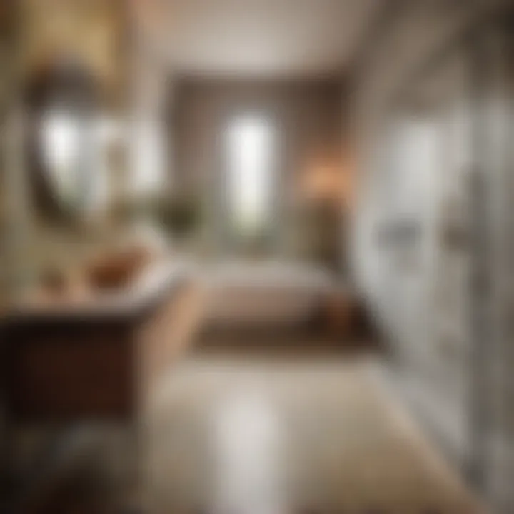 Sophisticated Small Bathroom Showcasing Patterned Tiles Sophisticated small bathroom showcasing patterned tiles