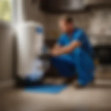 Expert technician installing home water filtration system