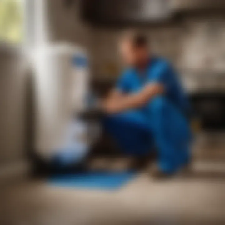 Expert technician installing home water filtration system