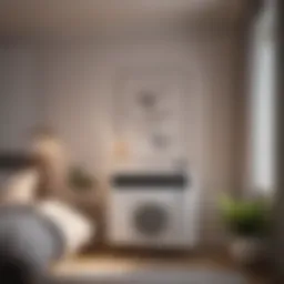 A modern air conditioner installed in a stylish bedroom