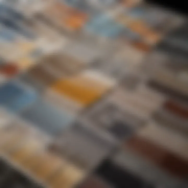 A close-up view of paint swatches displaying various shades and their properties.