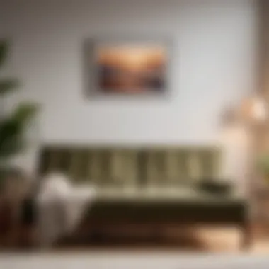 Cozy futon in a serene guest bedroom setting