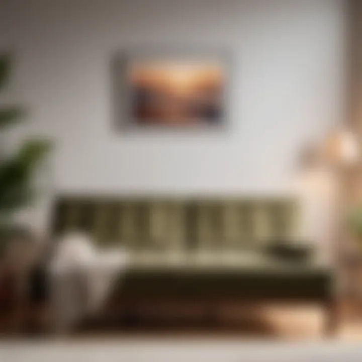 Cozy futon in a serene guest bedroom setting