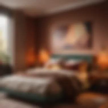 Coziness Captured in Small Bedroom Artistic representation of a cozy small bedroom with warm color tones