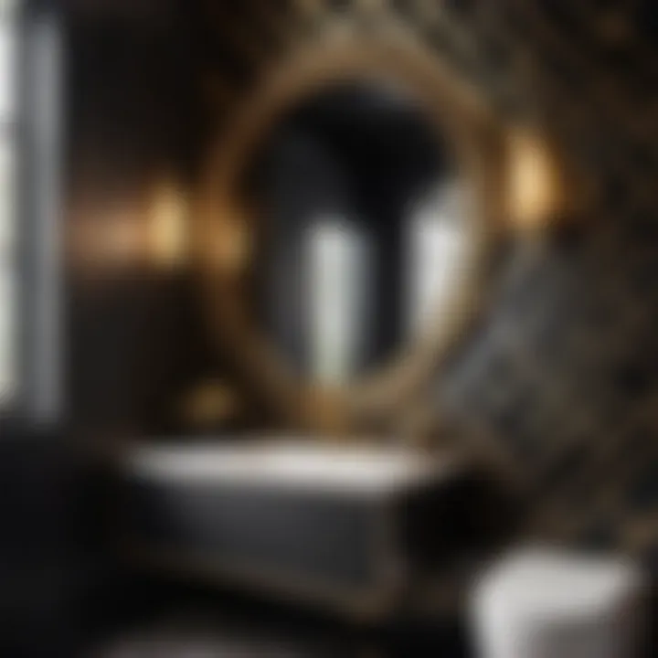 Bold geometric patterns in black and gold tones